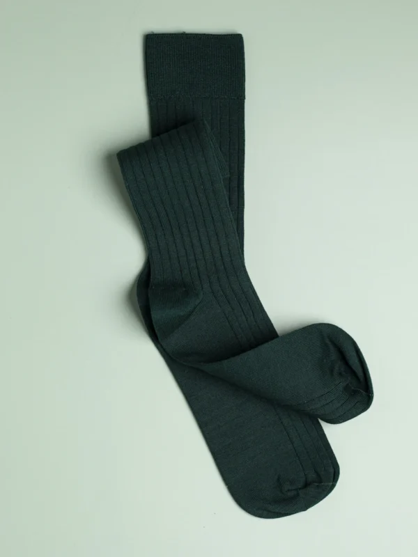 Chaussettes Côtelées Vert Sapin